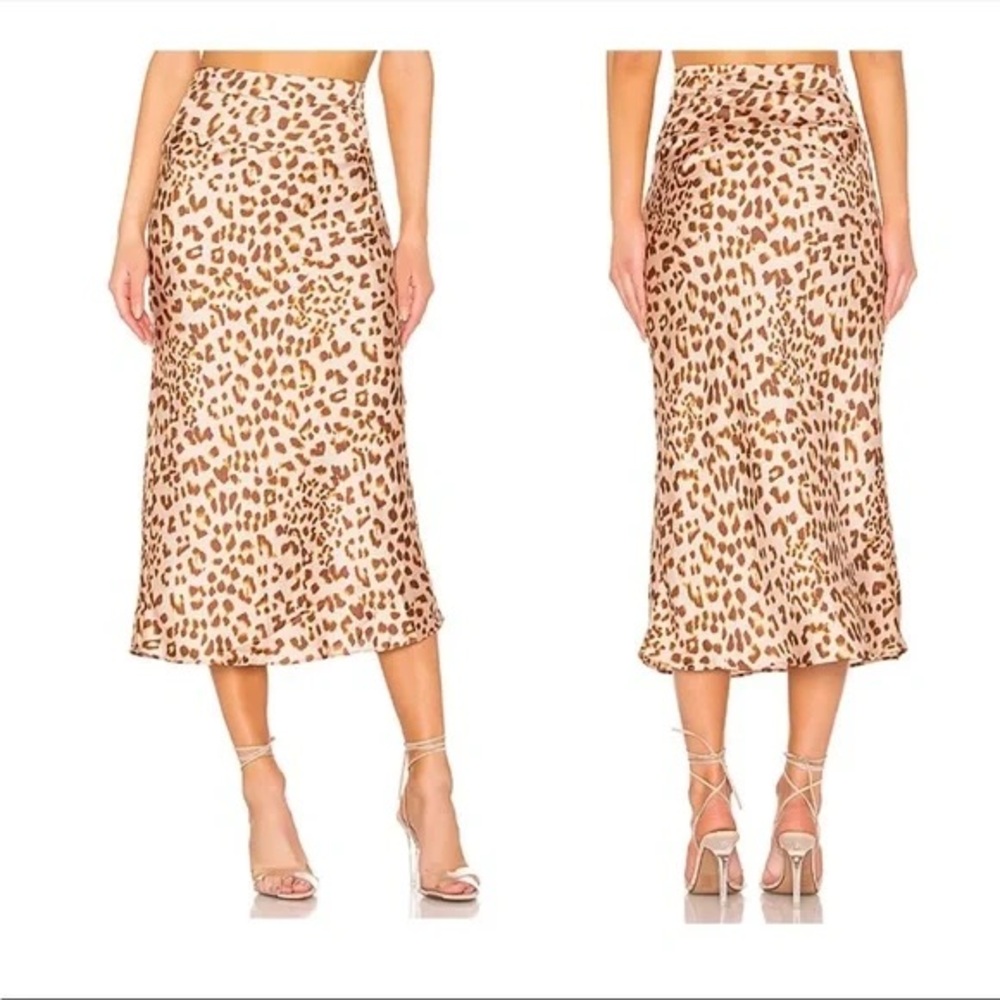 Free People Brown Leopard Print Midi Skirt